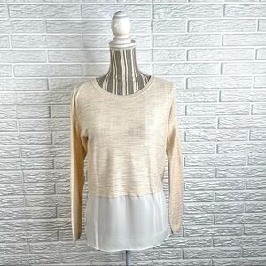 Lou & Grey Peach Knit Top with White Mesh Bottom Size XS Extra Small